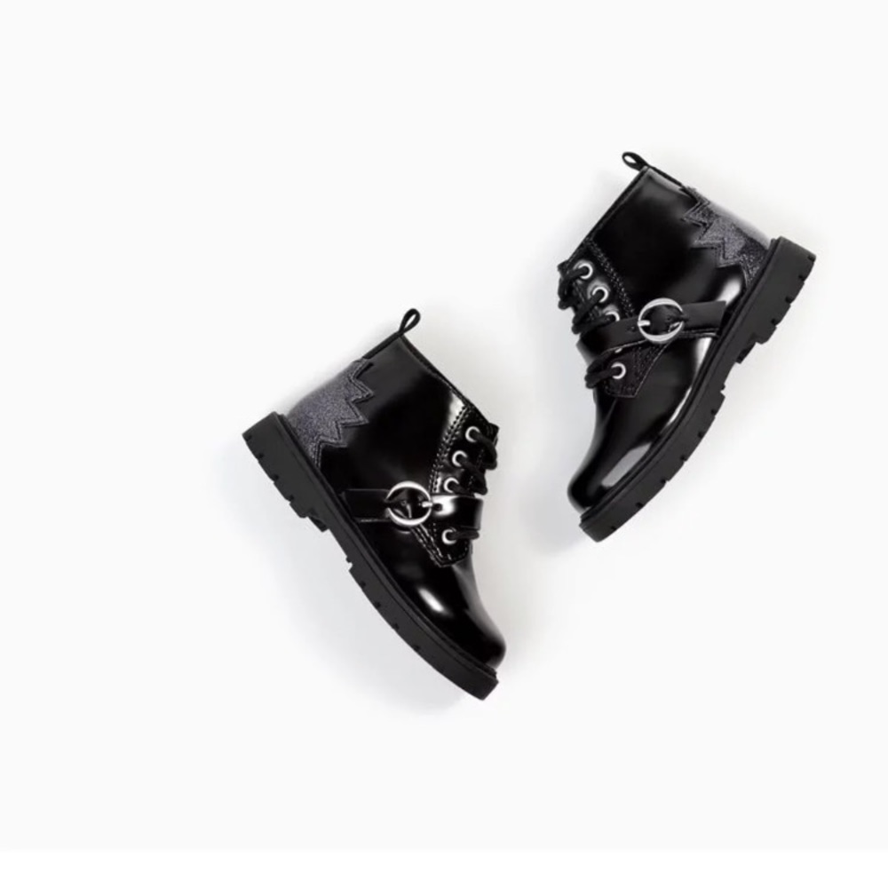 NWT Zara Baby Girl Lace Up Boots With Glitter